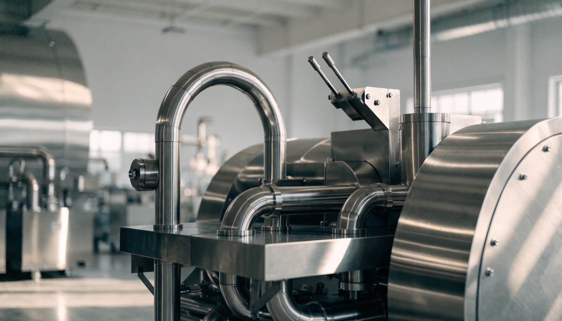 Edelstahl-Sondermaschine in hygienegerechter Konstruktion in einer Lebensmittelproduktion