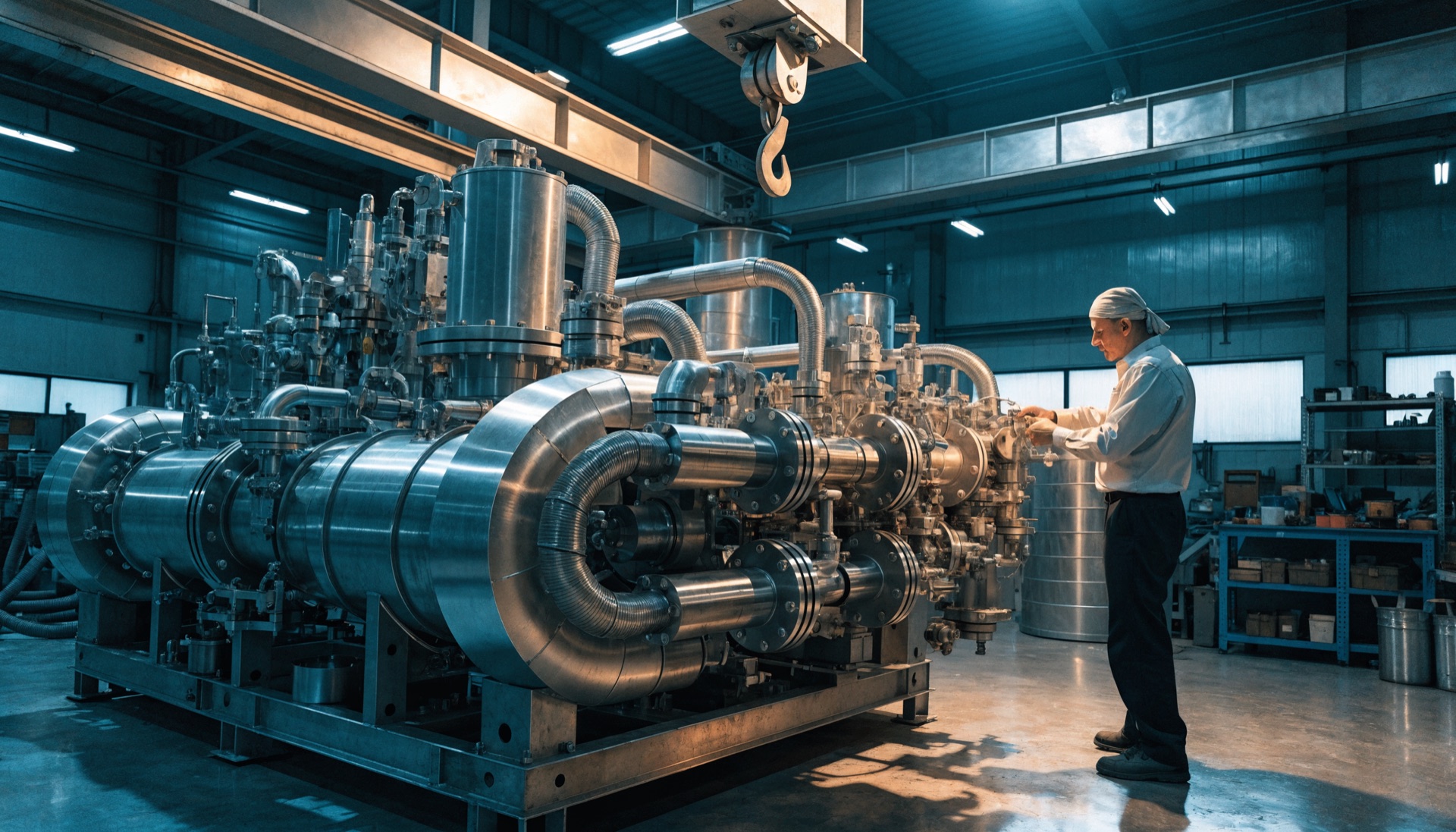Komplexe Produktionsanlage in der Vormontage in einer Maschinenbau-Werkstatt